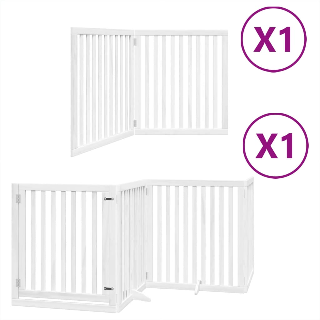 vidaXL Dog Gate with Door Foldable 6 Panels White 480 cm Poplar Wood