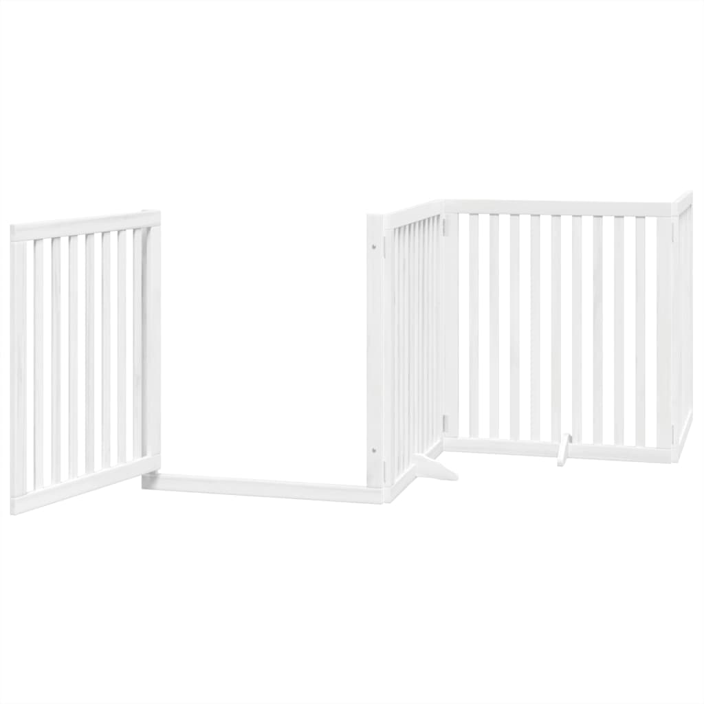 vidaXL Dog Gate with Door Foldable 6 Panels White 480 cm Poplar Wood