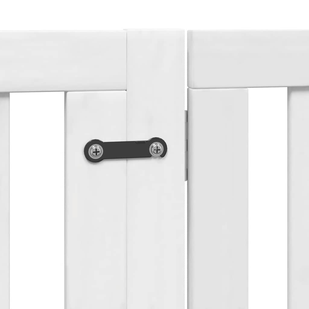 Dog Gate with Door Foldable 6 Panels White 480 cm Poplar Wood