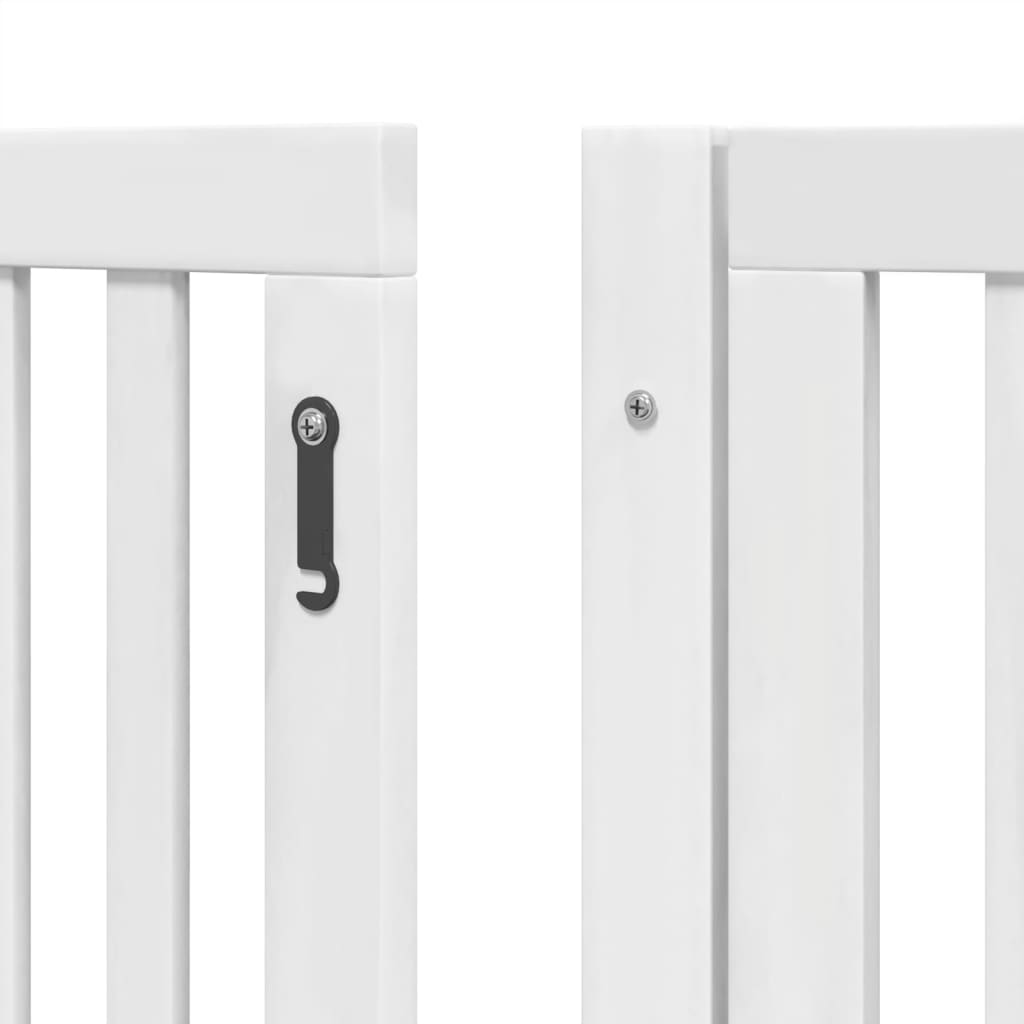 vidaXL Dog Gate with Door Foldable 6 Panels White 480 cm Poplar Wood