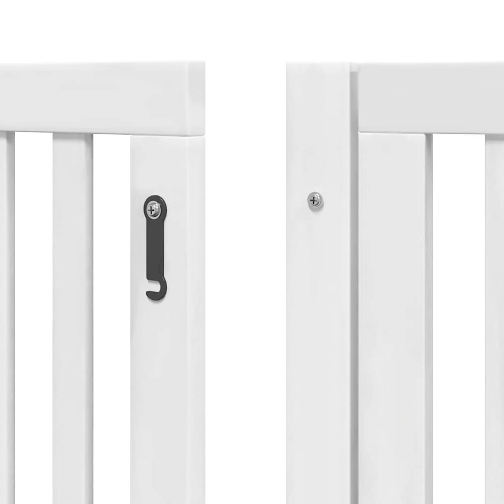 Dog Gate with Door Foldable 6 Panels White 480 cm Poplar Wood
