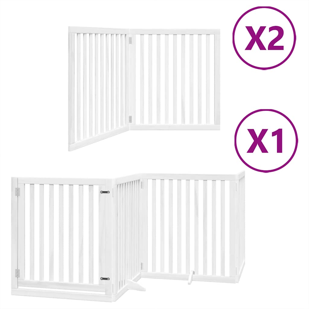 vidaXL Dog Gate with Door Foldable 8 Panels White 640 cm Poplar Wood