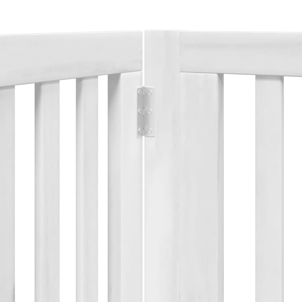 Dog Gate with Door Foldable 8 Panels White 640 cm Poplar Wood