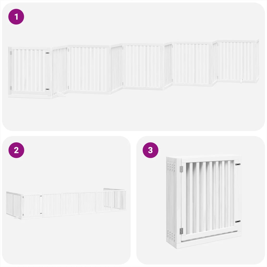 vidaXL Dog Gate with Door Foldable 10 Panels White 800 cm Poplar Wood