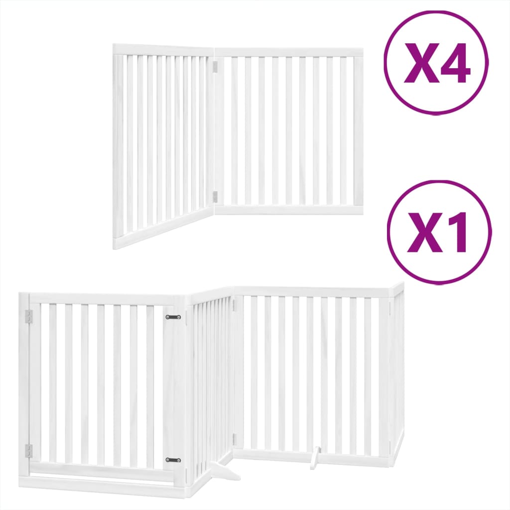 vidaXL Dog Gate with Door Foldable 12 Panels White 960 cm Poplar Wood