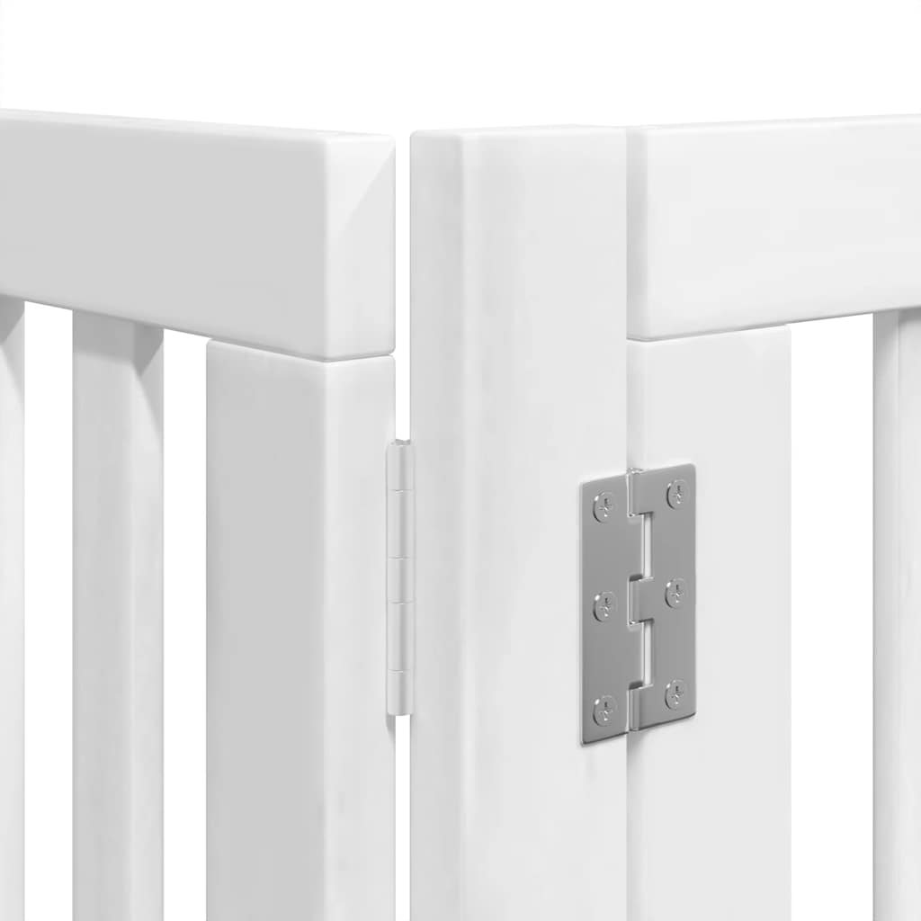 Dog Gate with Door Foldable 12 Panels White 960 cm Poplar Wood