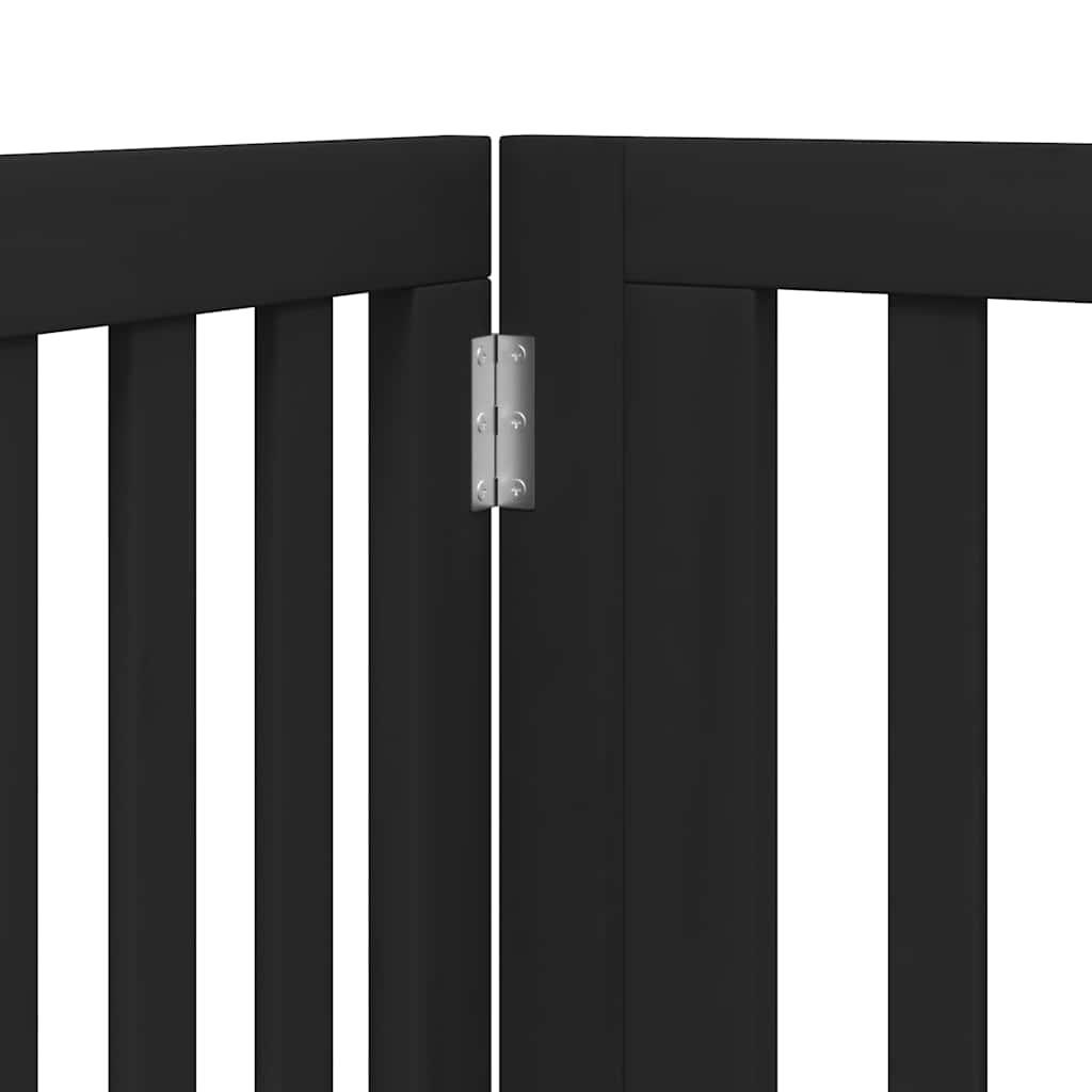 vidaXL Dog Gate with Door Foldable 8 Panels Black 640 cm Poplar Wood