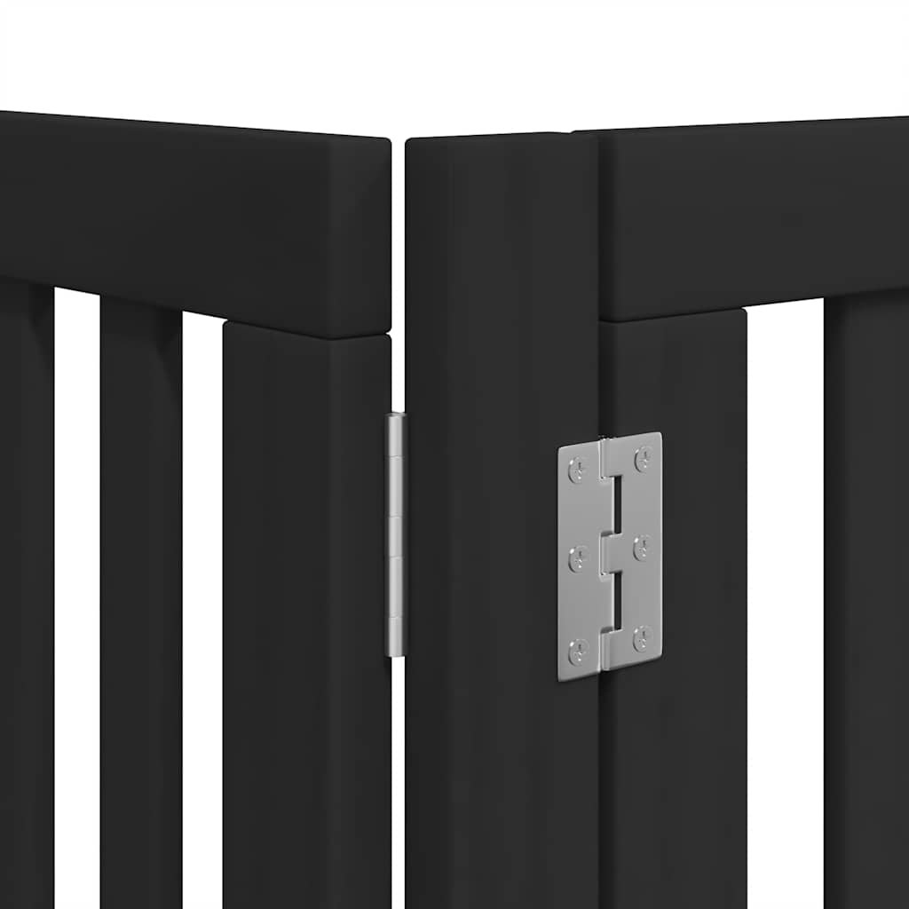 Dog Gate with Door Foldable 12 Panels Black 960 cm Poplar Wood