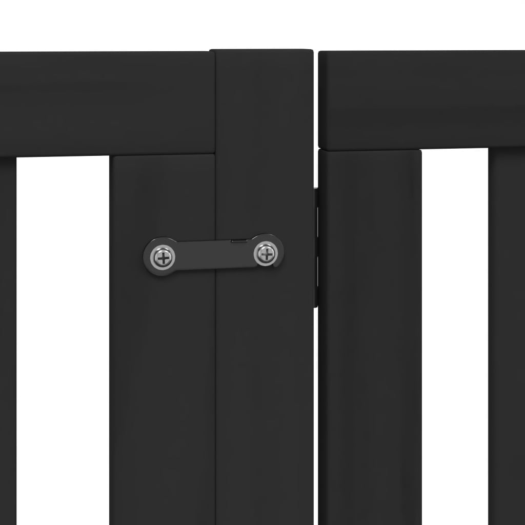 vidaXL Dog Gate with Door Foldable 8 Panels Black 640 cm Poplar Wood