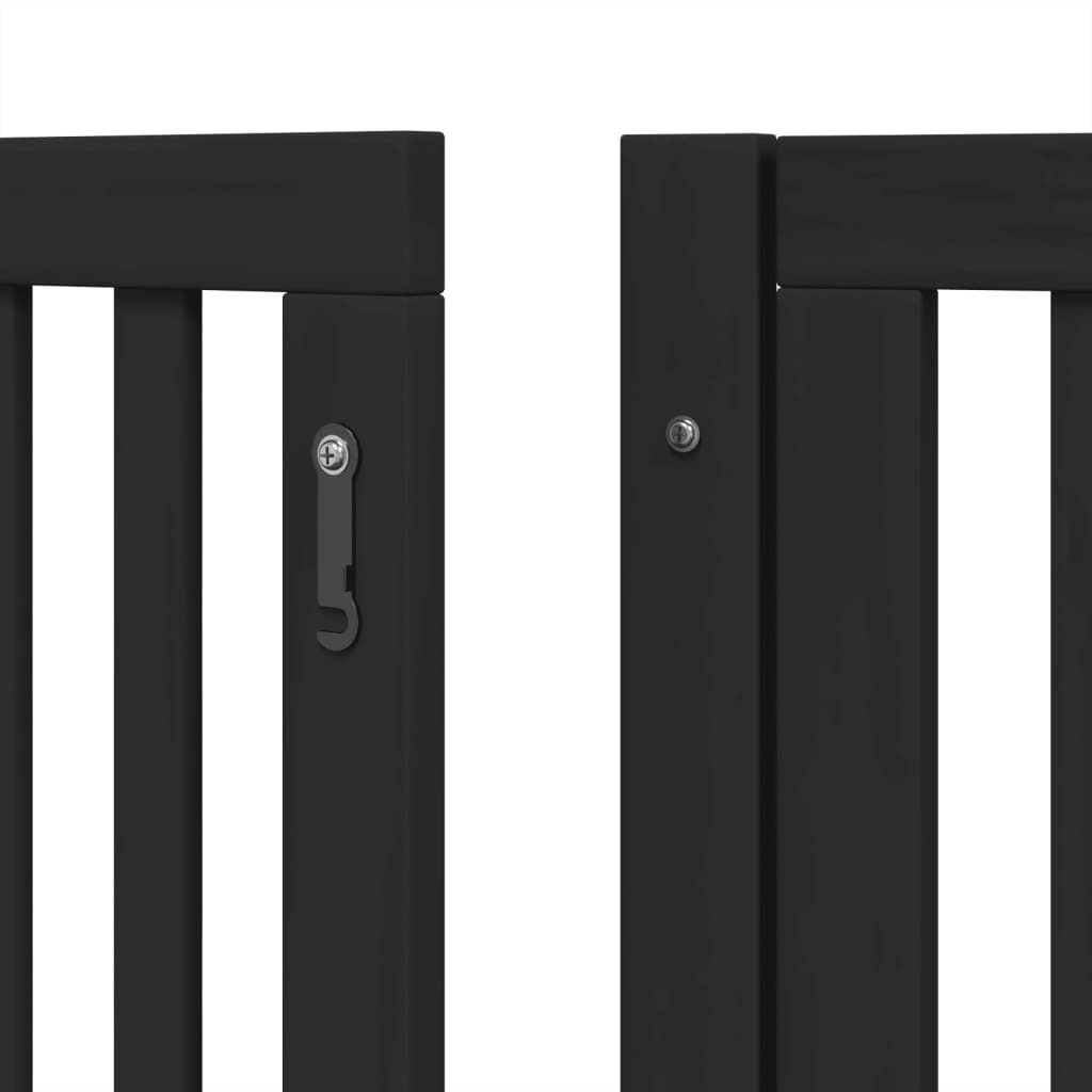 vidaXL Dog Gate with Door Foldable 8 Panels Black 640 cm Poplar Wood