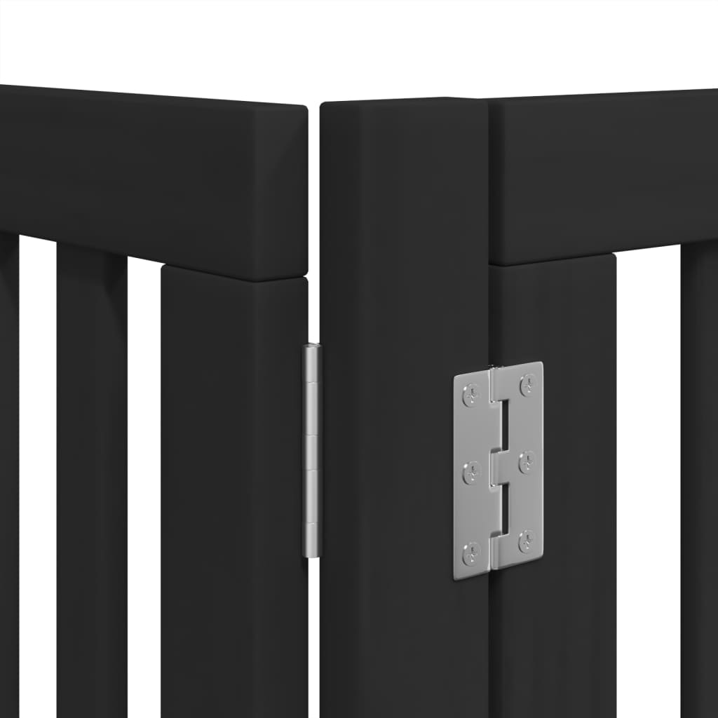 vidaXL Dog Gate with Door Foldable 8 Panels Black 640 cm Poplar Wood