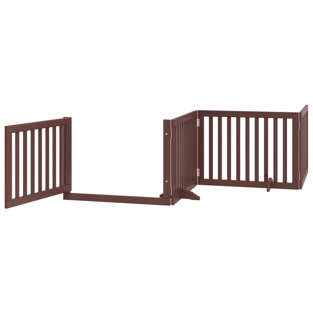 vidaXL Dog Gate with Door Foldable 6 Panels Brown 480 cm Poplar Wood