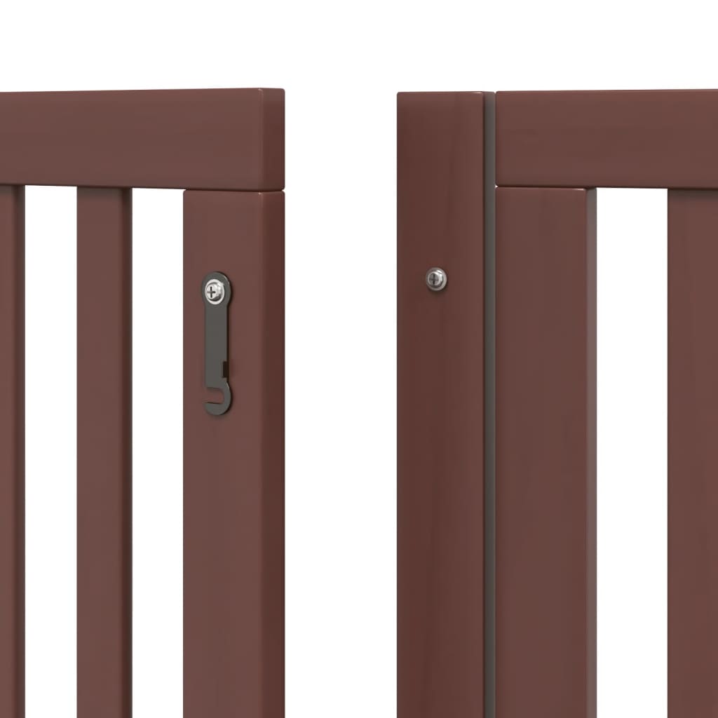 vidaXL Dog Gate with Door Foldable 8 Panels Brown 640 cm Poplar Wood