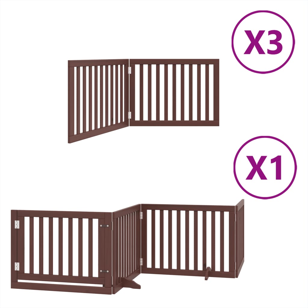 vidaXL Dog Gate with Door Foldable 10 Panels Brown 800 cm Poplar Wood