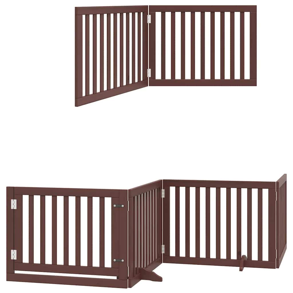 Dog Gate with Door Foldable 10 Panels Brown 800 cm Poplar Wood
