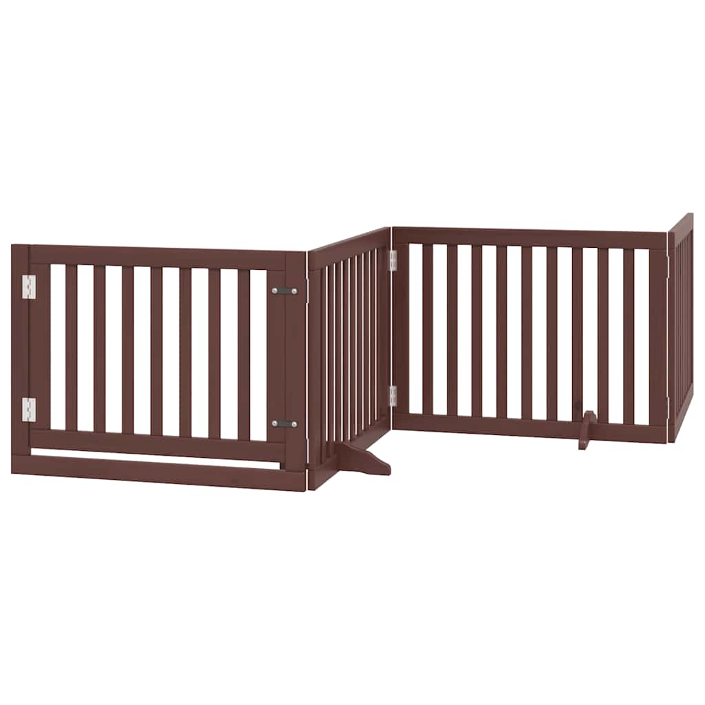 Dog Gate with Door Foldable 10 Panels Brown 800 cm Poplar Wood