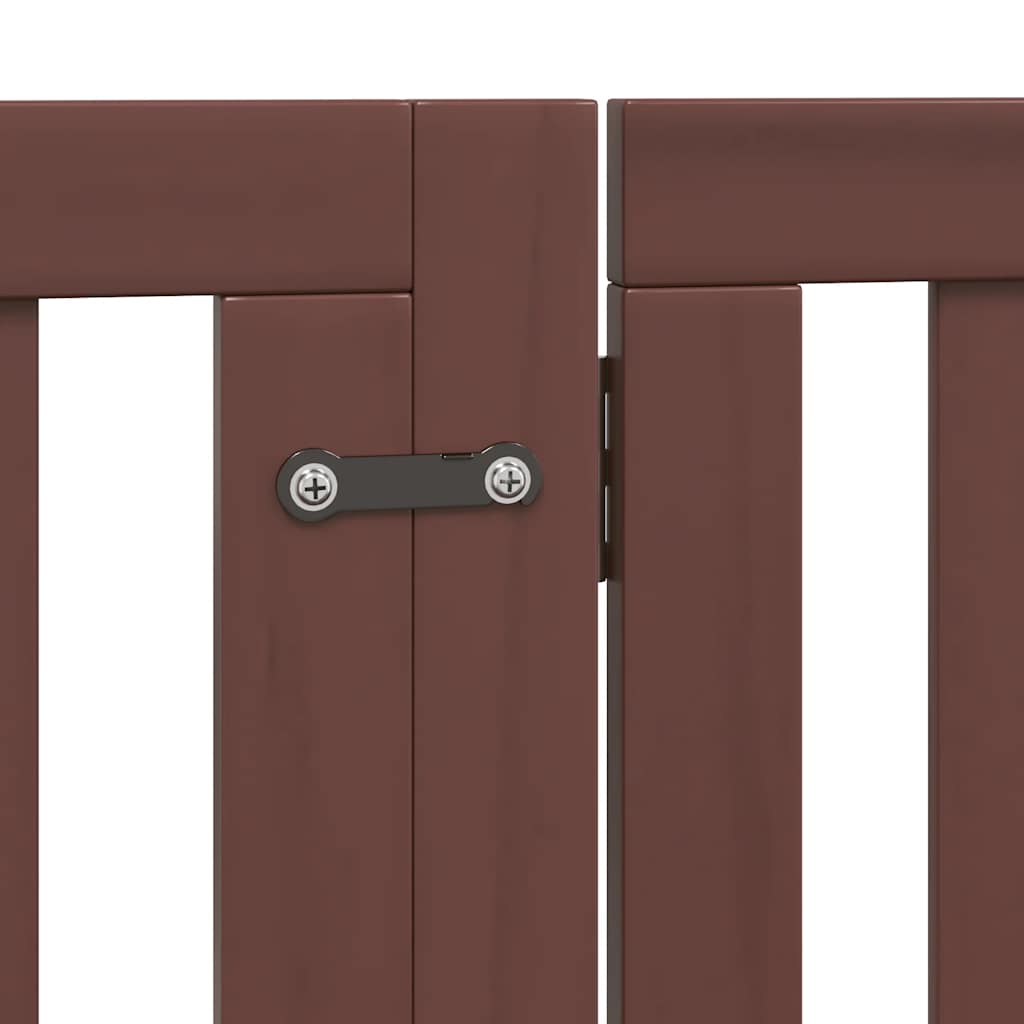 Dog Gate with Door Foldable 10 Panels Brown 800 cm Poplar Wood