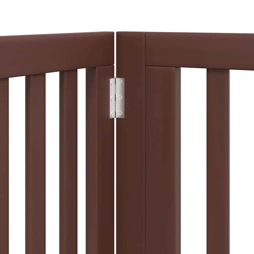 Dog Gate with Door Foldable 10 Panels Brown 800 cm Poplar Wood