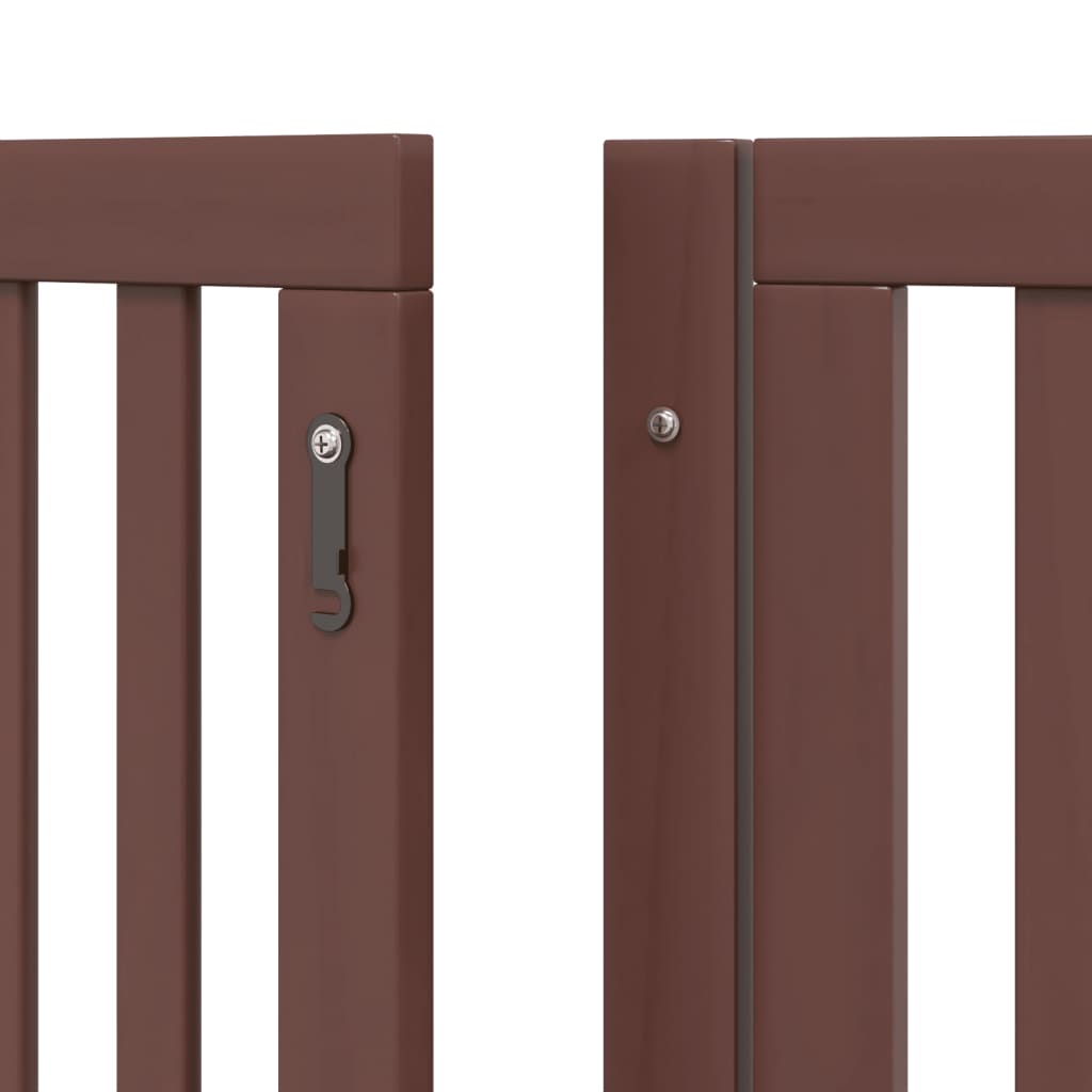 vidaXL Dog Gate with Door Foldable 12 Panels Brown 960 cm Poplar Wood