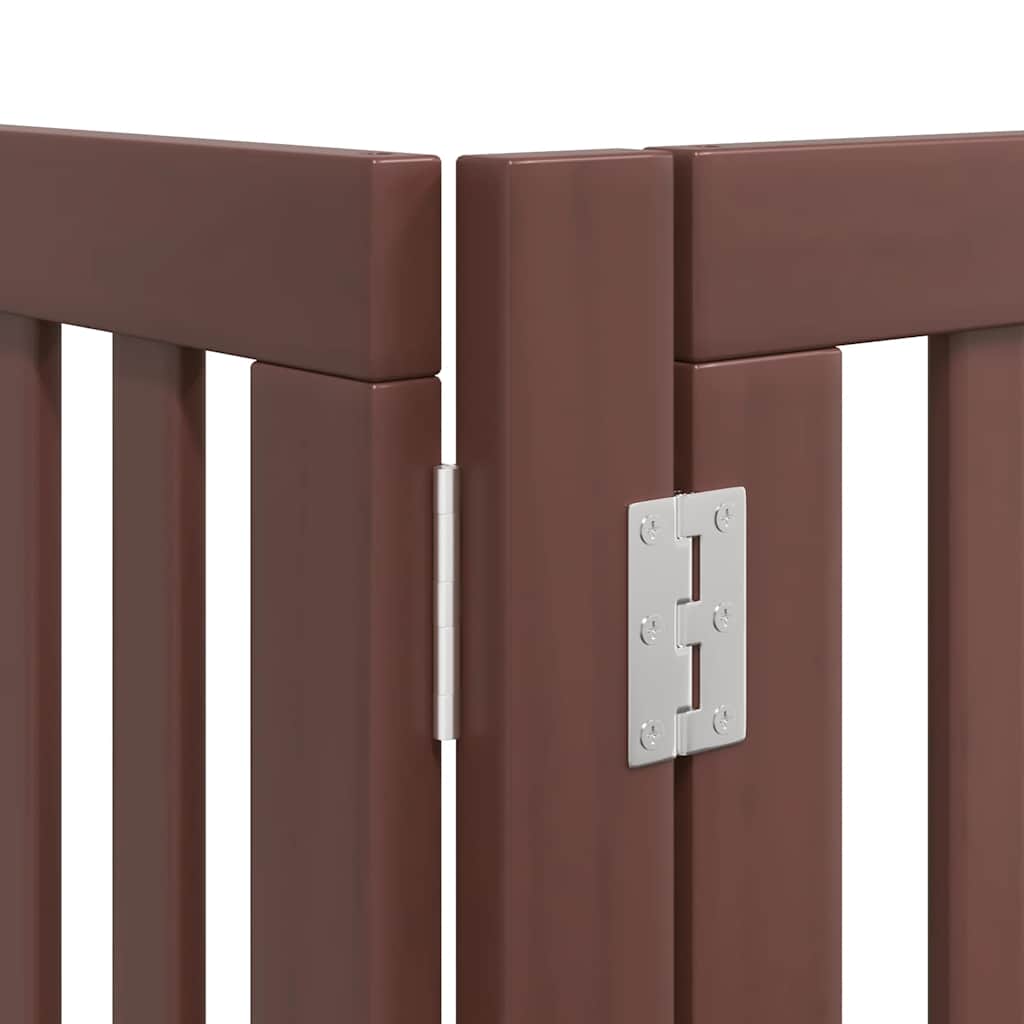 Dog Gate with Door Foldable 12 Panels Brown 960 cm Poplar Wood