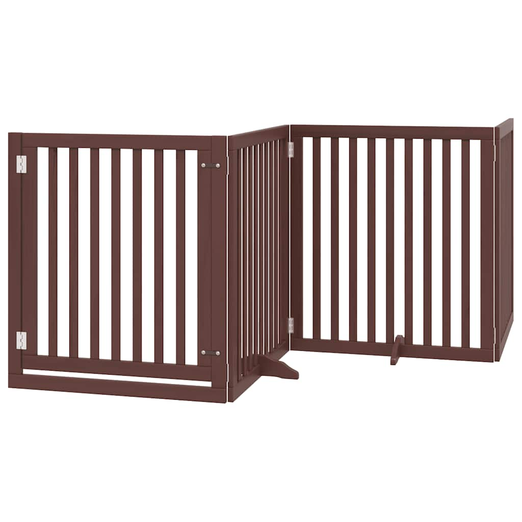 vidaXL Dog Gate with Door Foldable 6 Panels Brown 480 cm Poplar Wood