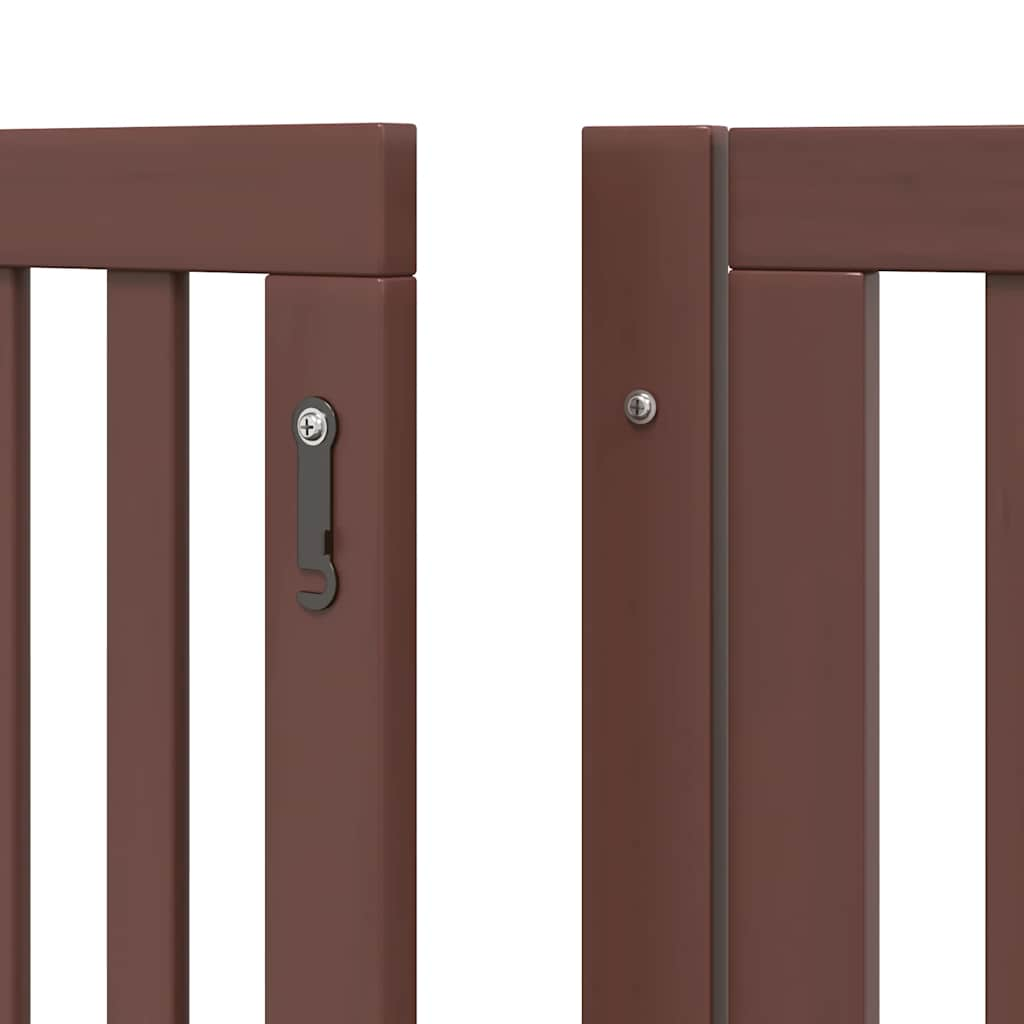 vidaXL Dog Gate with Door Foldable 6 Panels Brown 480 cm Poplar Wood