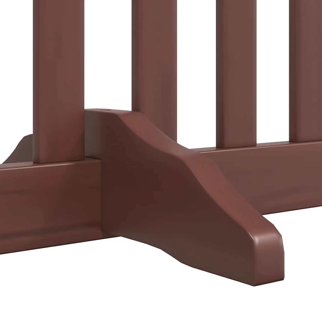 Dog Gate with Door Foldable 8 Panels Brown 640 cm Poplar Wood