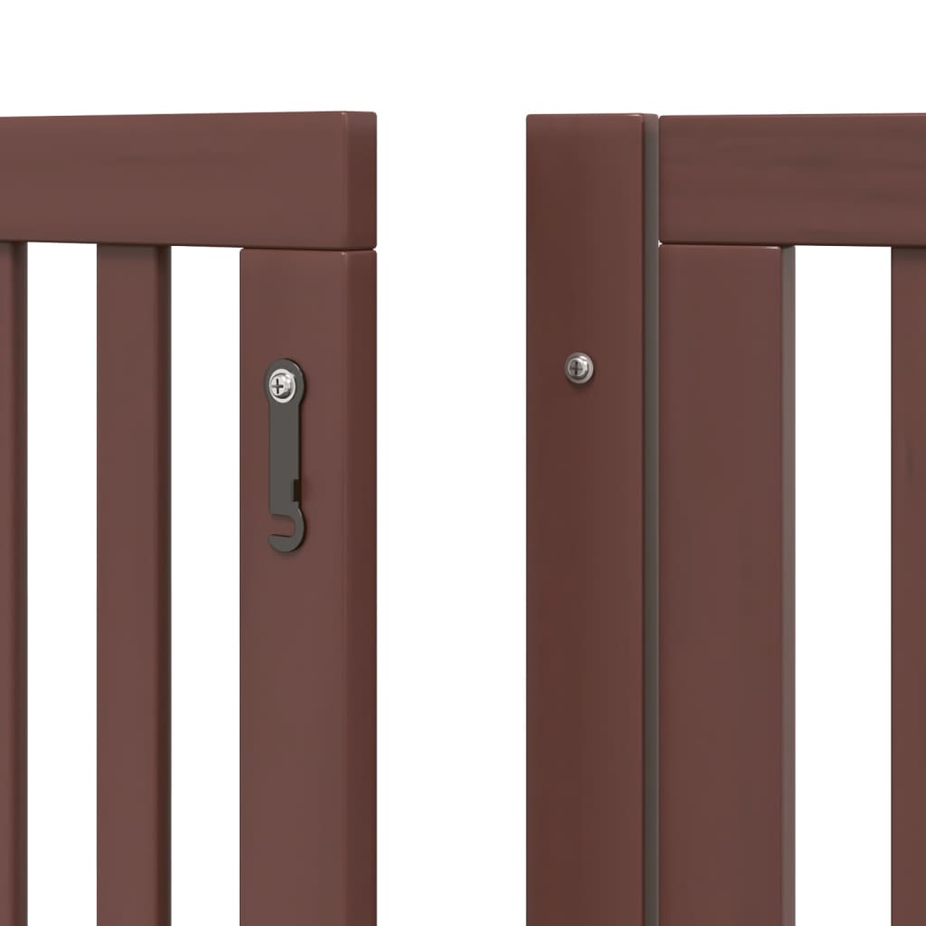 vidaXL Dog Gate with Door Foldable 8 Panels Brown 640 cm Poplar Wood