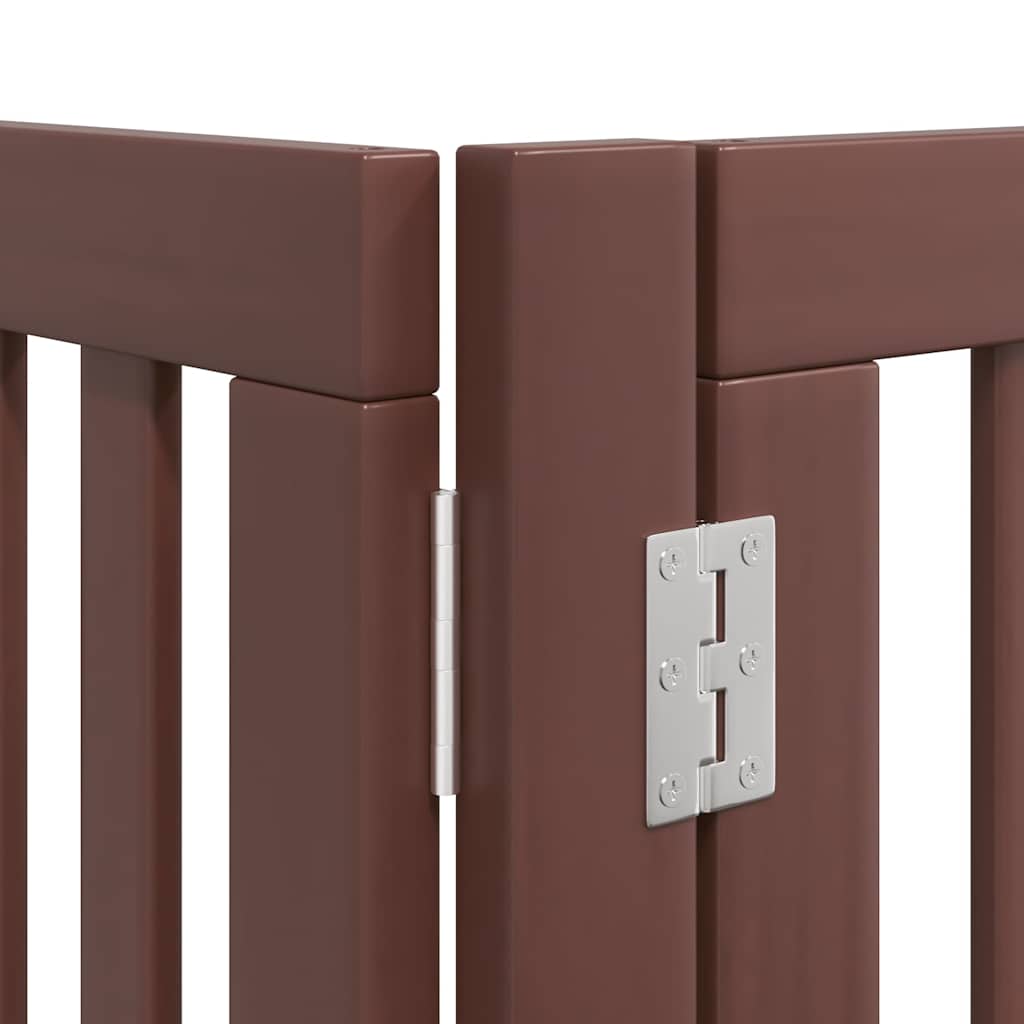 Dog Gate with Door Foldable 8 Panels Brown 640 cm Poplar Wood