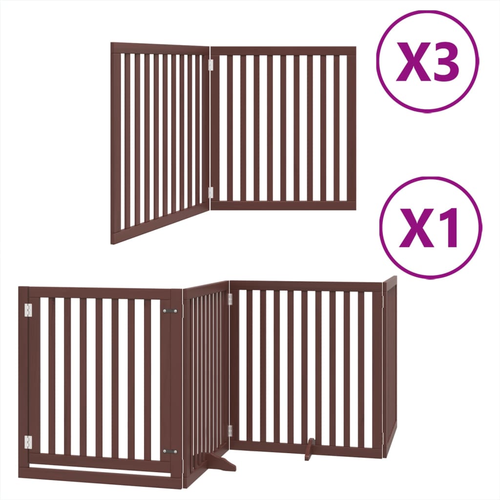 vidaXL Dog Gate with Door Foldable 10 Panels Brown 800 cm Poplar Wood