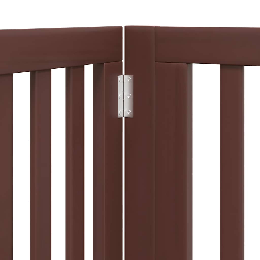Dog Gate with Door Foldable 12 Panels Brown 960 cm Poplar Wood