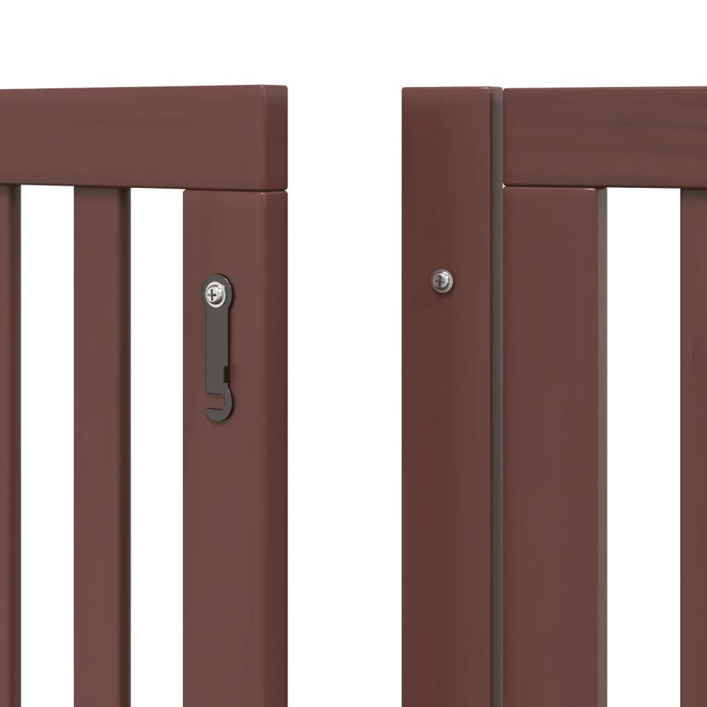 vidaXL Dog Gate with Door Foldable 12 Panels Brown 960 cm Poplar Wood