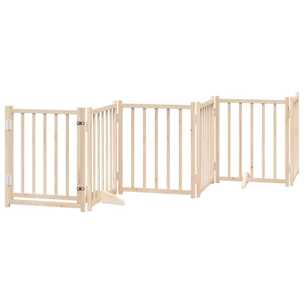 Dog Gate with Door Foldable 12 Panels 600 cm Poplar Wood