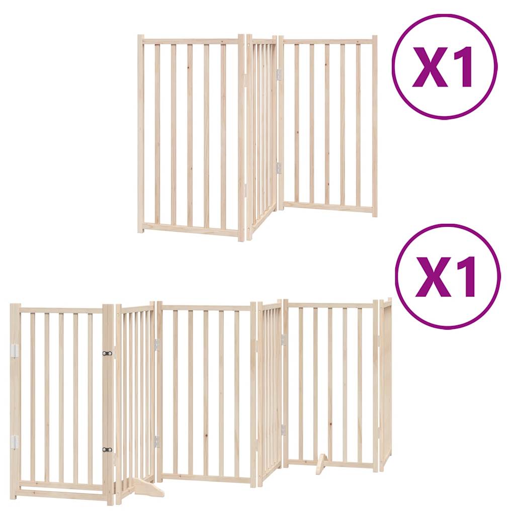 vidaXL Dog Gate with Door Foldable 9 Panels 450 cm Poplar Wood