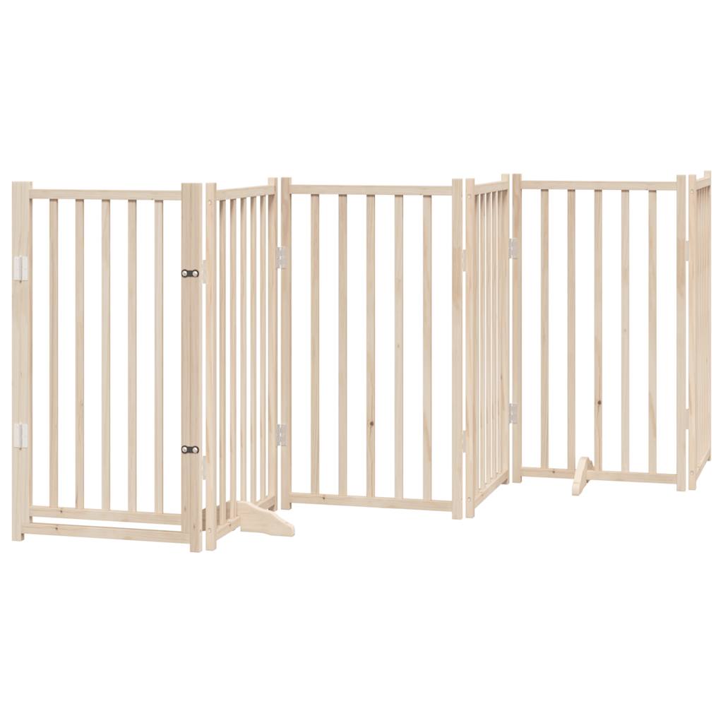 vidaXL Dog Gate with Door Foldable 9 Panels 450 cm Poplar Wood