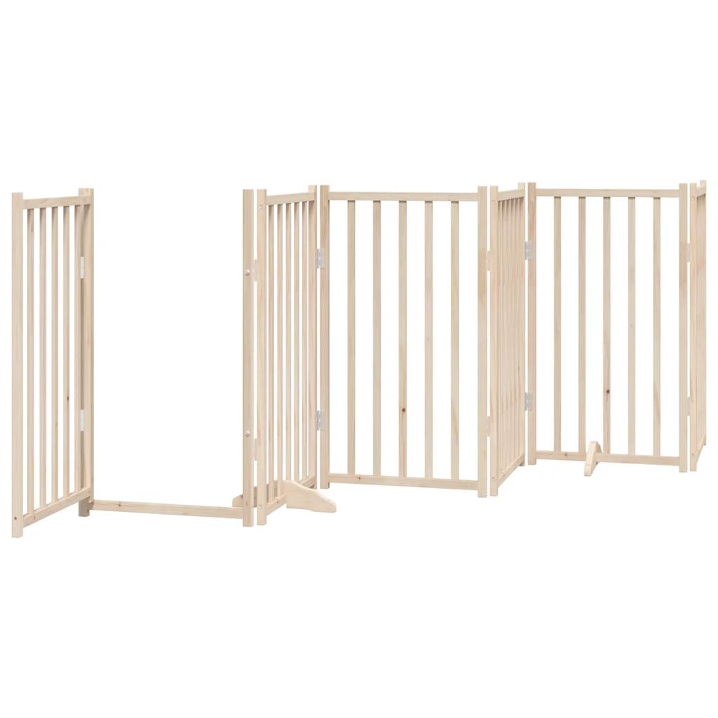 vidaXL Dog Gate with Door Foldable 9 Panels 450 cm Poplar Wood