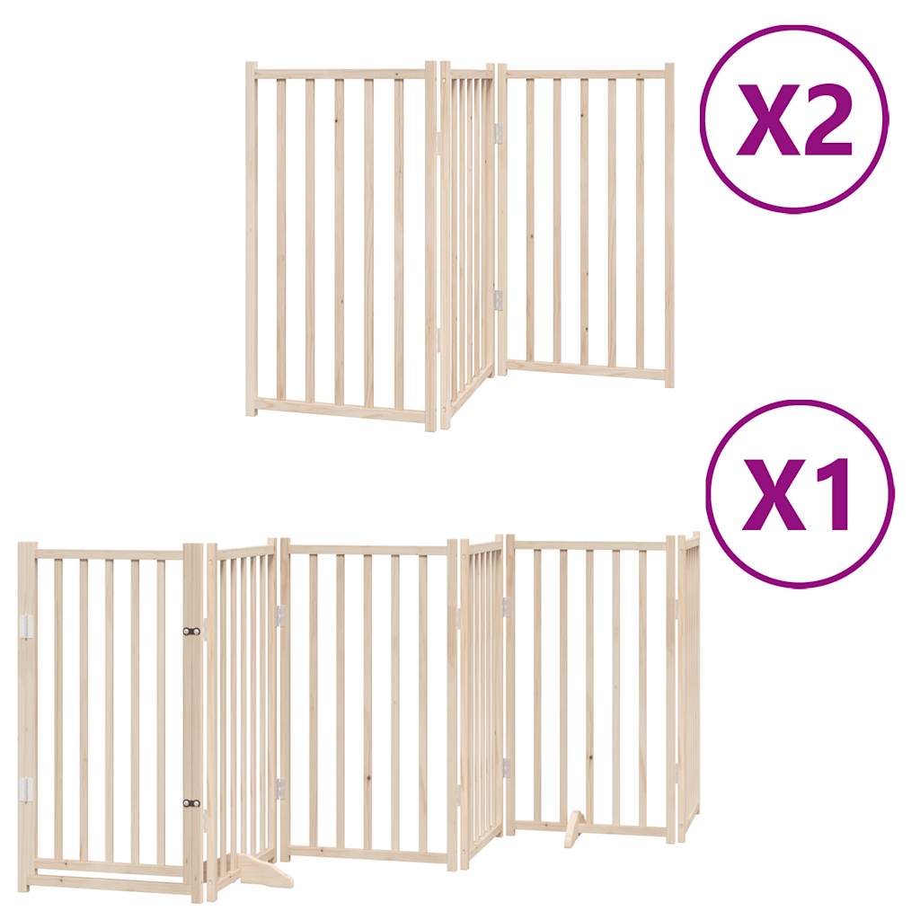 vidaXL Dog Gate with Door Foldable 12 Panels 600 cm Poplar Wood