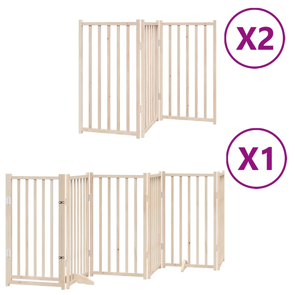 Dog Gate with Door Foldable 12 Panels 600 cm Poplar Wood