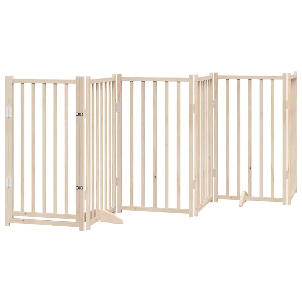 vidaXL Dog Gate with Door Foldable 12 Panels 600 cm Poplar Wood