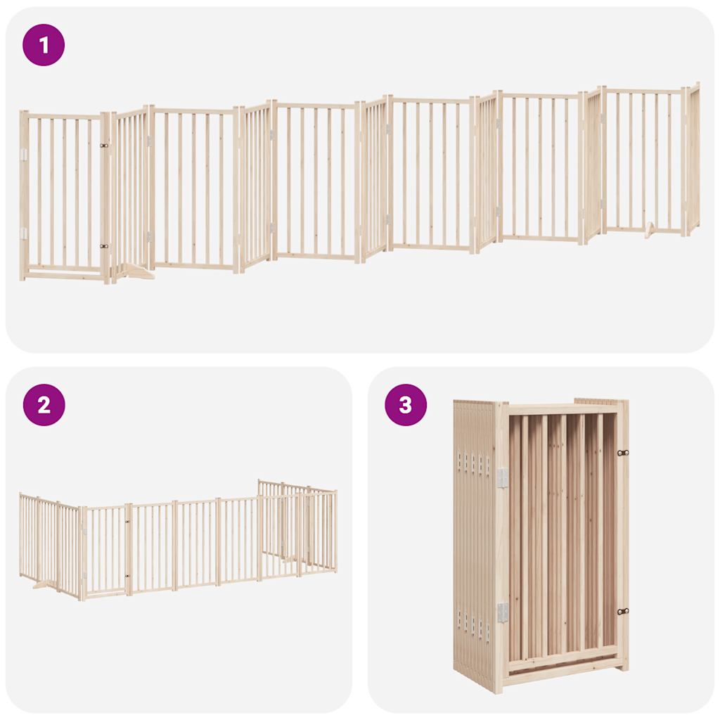 vidaXL Dog Gate with Door Foldable 12 Panels 600 cm Poplar Wood