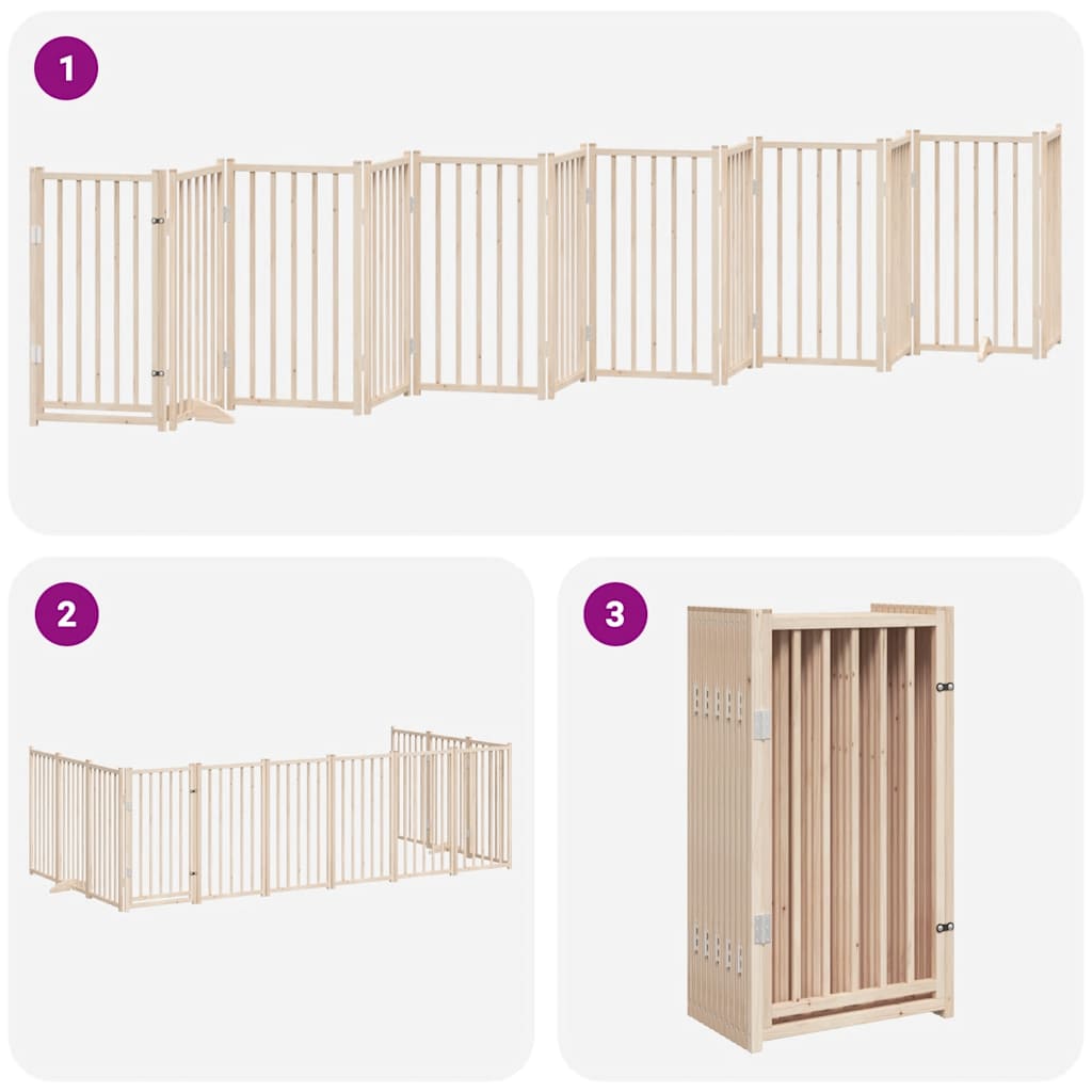 Dog Gate with Door Foldable 12 Panels 600 cm Poplar Wood
