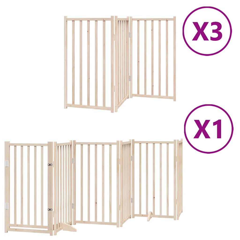 vidaXL Dog Gate with Door Foldable 15 Panels 750 cm Poplar Wood