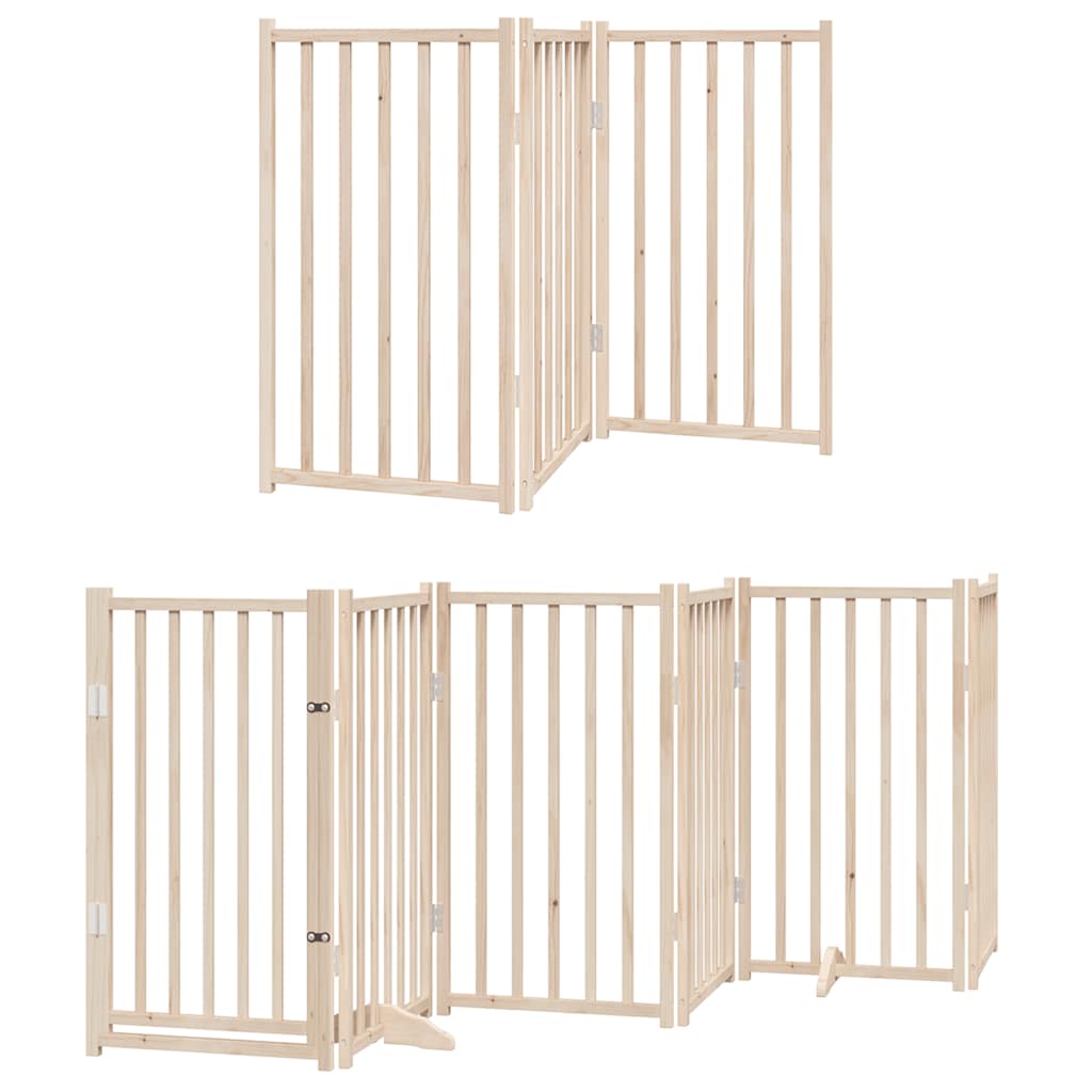Dog Gate with Door Foldable 15 Panels 750 cm Poplar Wood