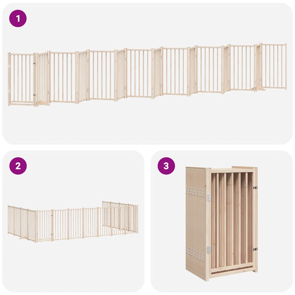 vidaXL Dog Gate with Door Foldable 15 Panels 750 cm Poplar Wood