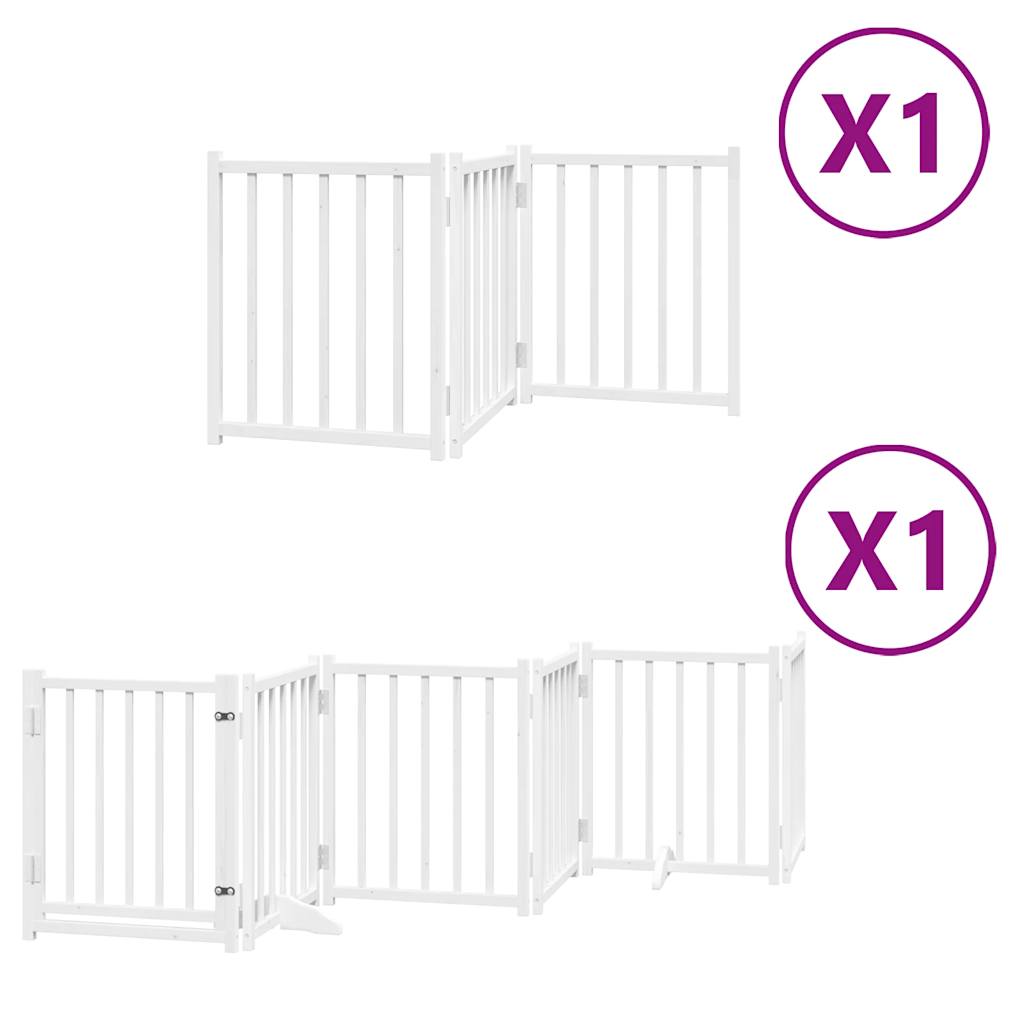 vidaXL Dog Gate with Door Foldable 9 Panels White 450 cm Poplar Wood