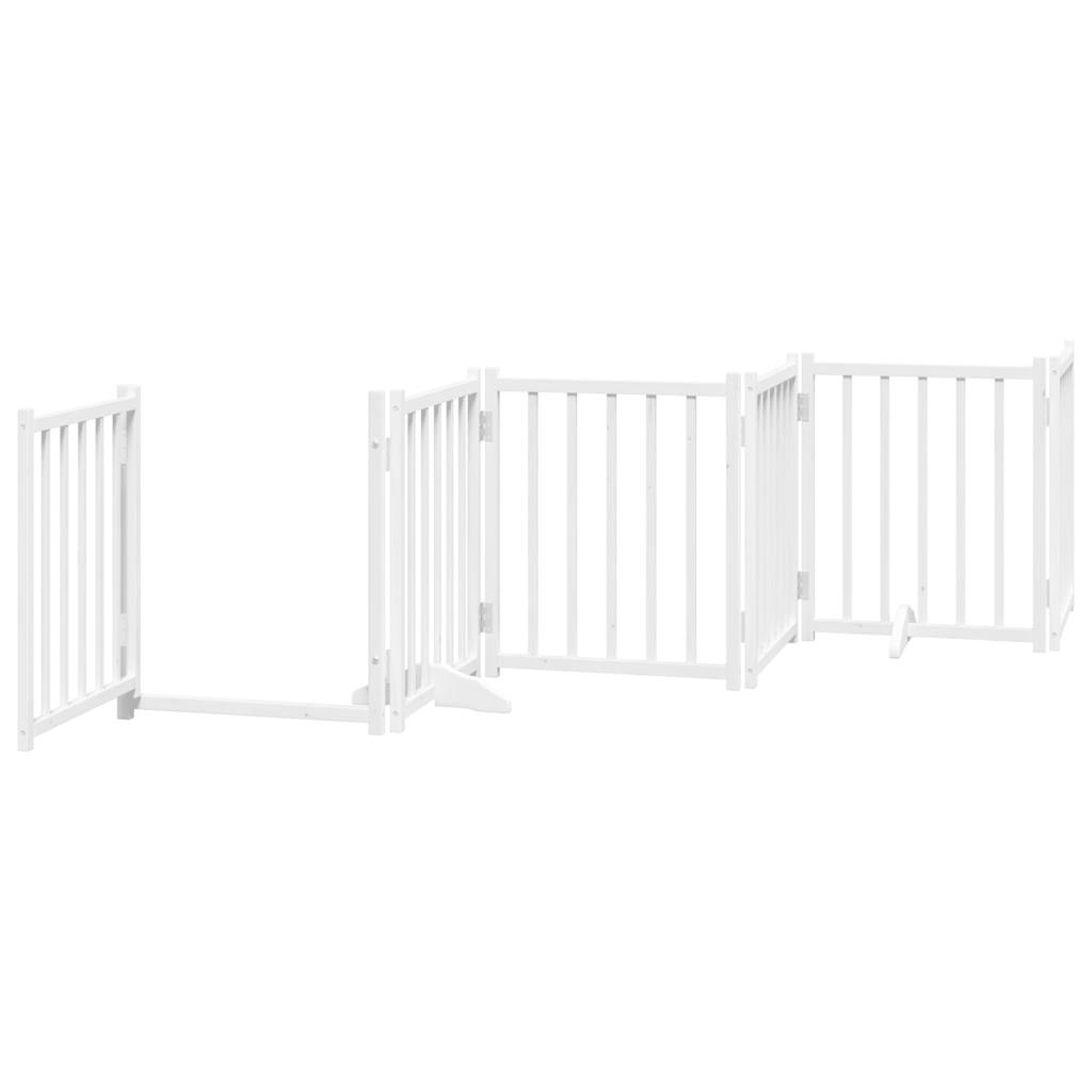 vidaXL Dog Gate with Door Foldable 9 Panels White 450 cm Poplar Wood