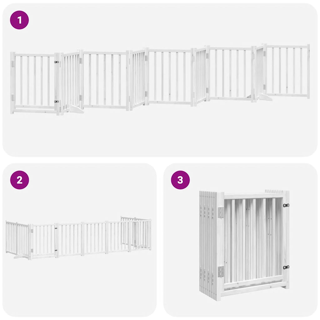 vidaXL Dog Gate with Door Foldable 9 Panels White 450 cm Poplar Wood