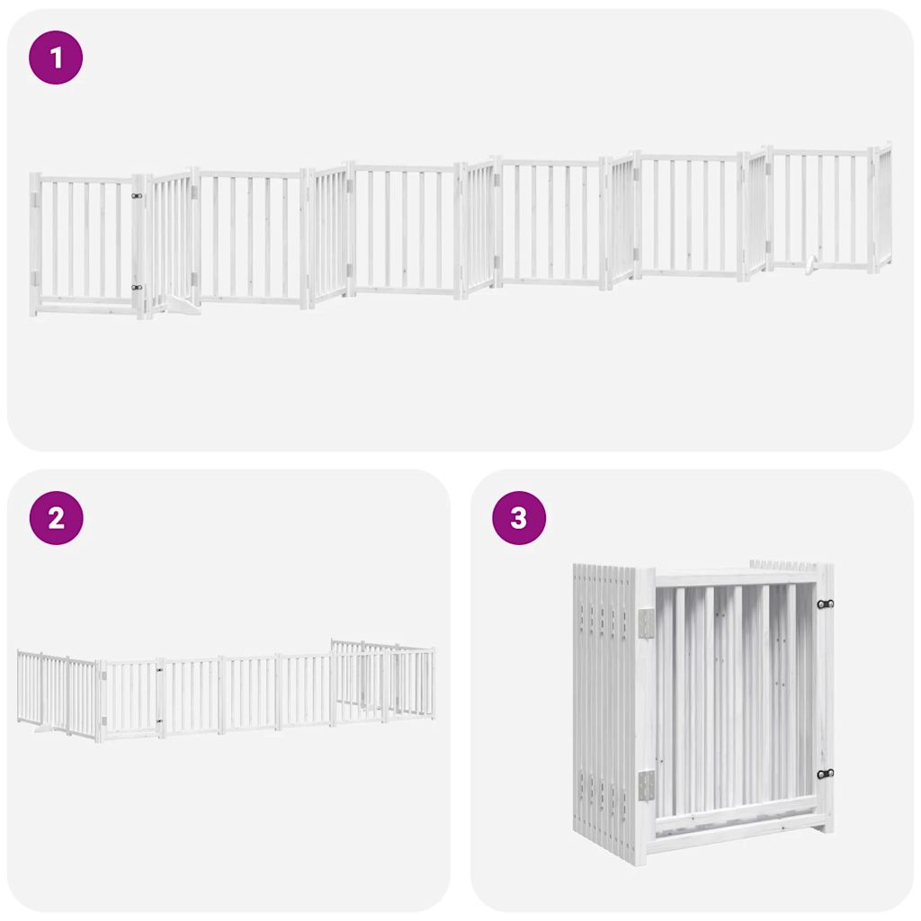 vidaXL Dog Gate with Door Foldable 12 Panels White 600 cm Poplar Wood