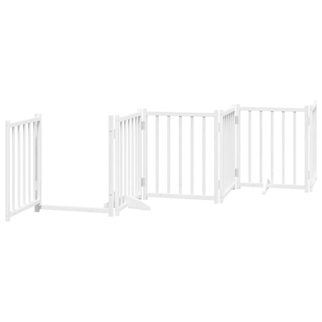 vidaXL Dog Gate with Door Foldable 15 Panels White 750 cm Poplar Wood