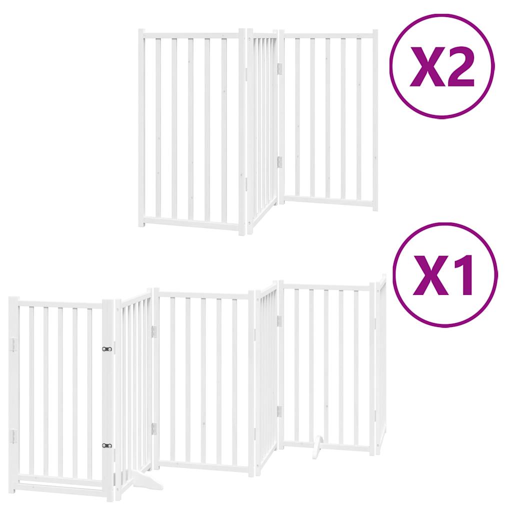 vidaXL Dog Gate with Door Foldable 12 Panels White 600 cm Poplar Wood